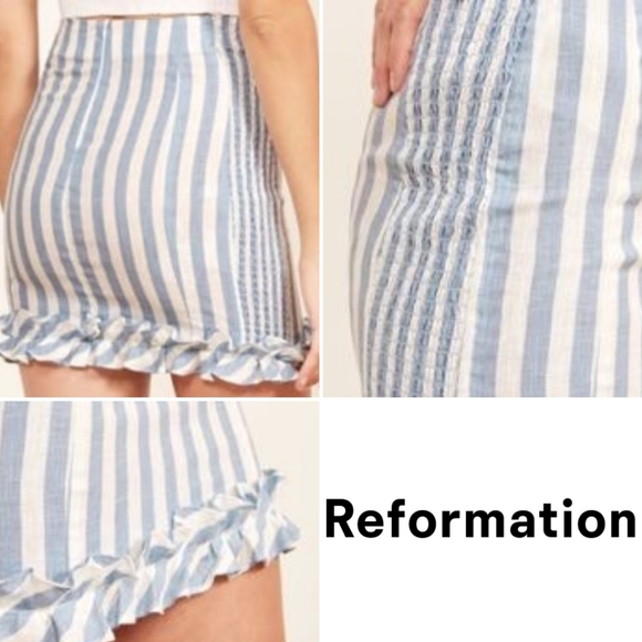 🌹🇺🇸 REFORMATION Alexa Mini SKIRT Smocking LINEN - Picture 3 of 4